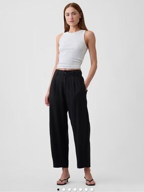 GAP Factory High Rise Linen-Blend Barrel Pants